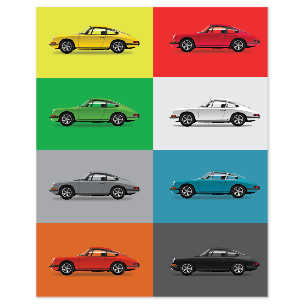 Colorful Porsche 911 Poster