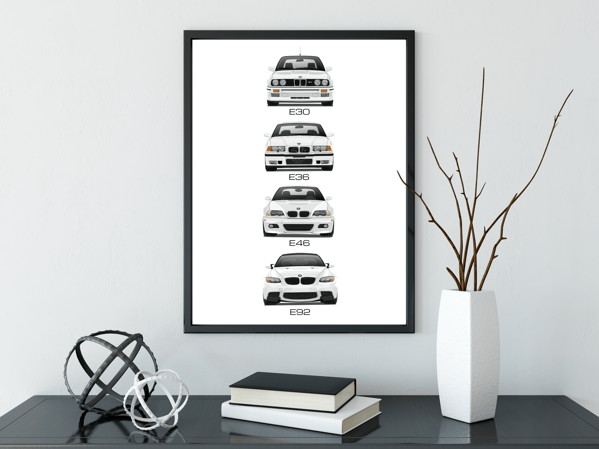 BMW M3 Series Poster (Including E30, E36, E46, E92)